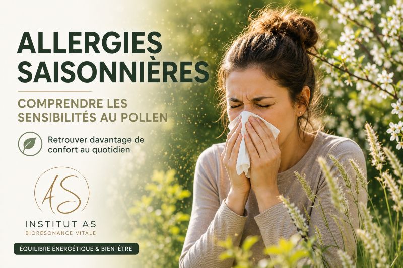 Personne souffrant d'allergies saisonnières et de sensibilités au pollen accompagnée à l'Institut AS à Champagne.